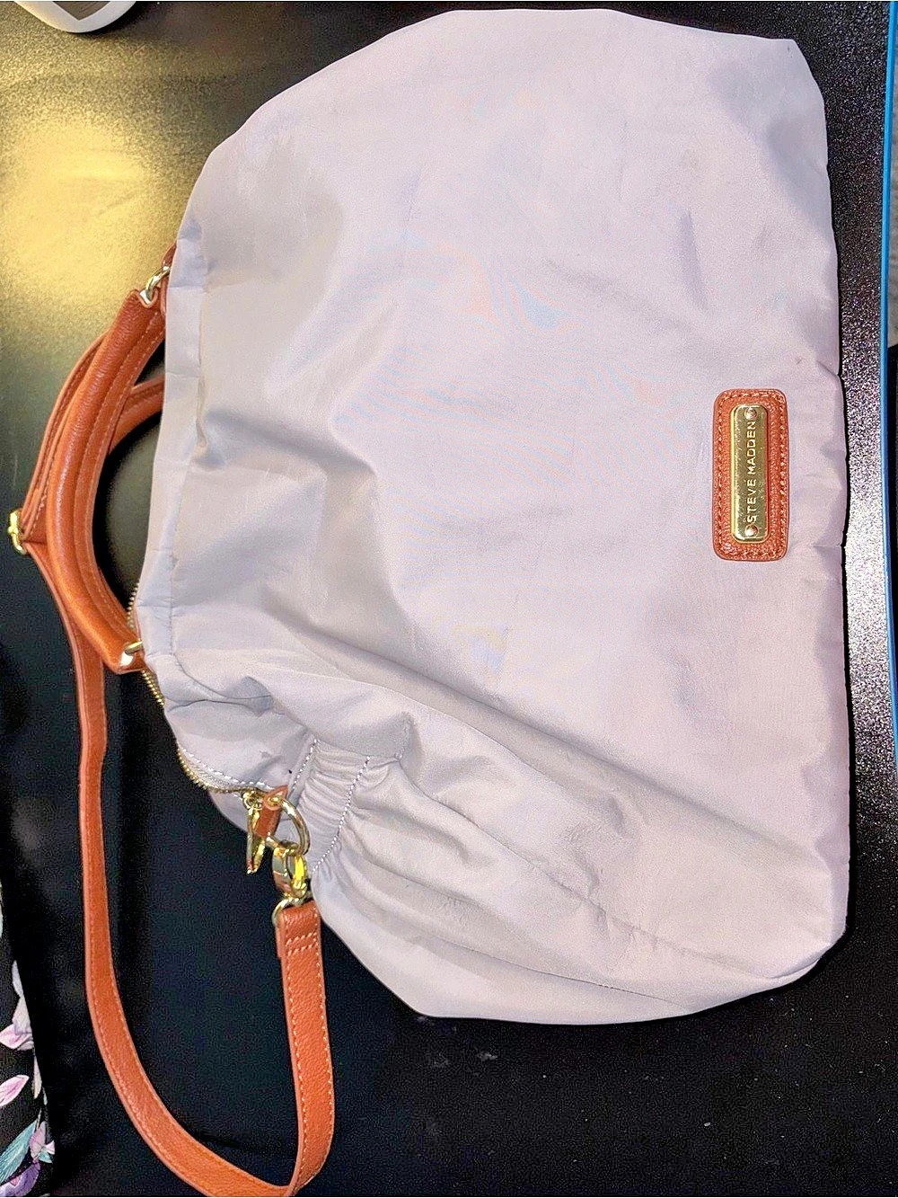 Steve Madden Ruched Shoulder Bag in Gray & Brown